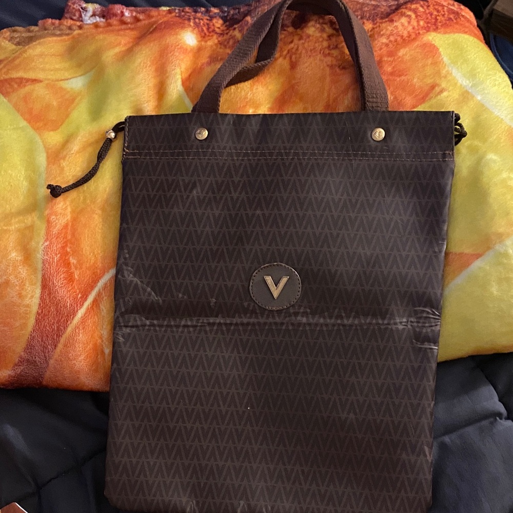 Mario Valentino Brown V-Pattern Tote Bag